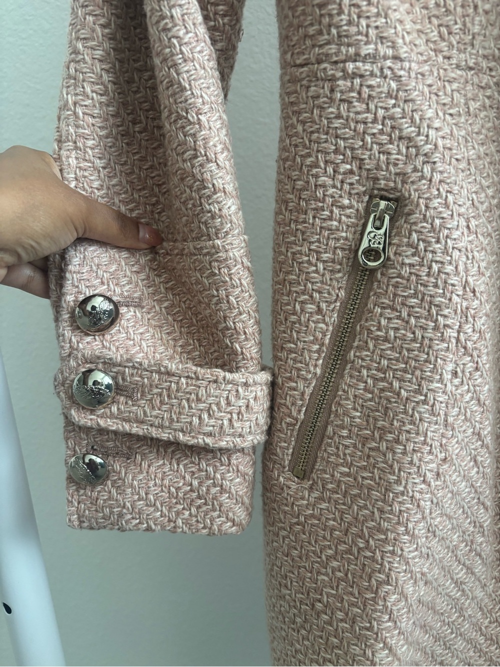 Jessica Simpson Pink Textured Double-Breasted Pea Coat - Picture 4 of 5